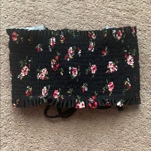 Black floral bikini top